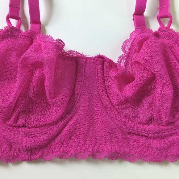 Auden Classic Lightweight Mesh & Lace Unlined Underwire Bra Magenta Pink 32B - Picture 5 of 12